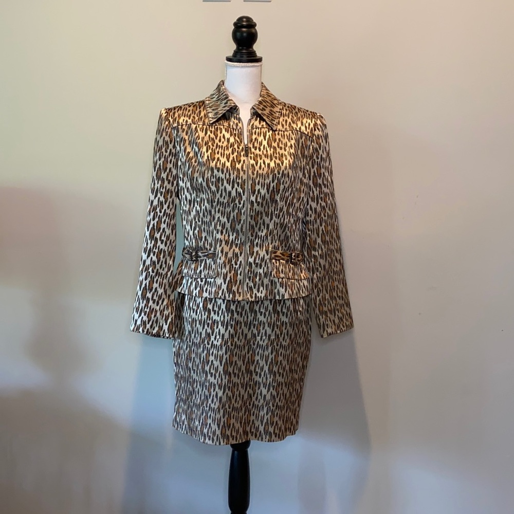 Alberto Makali Size 8 Leopard Print Suit